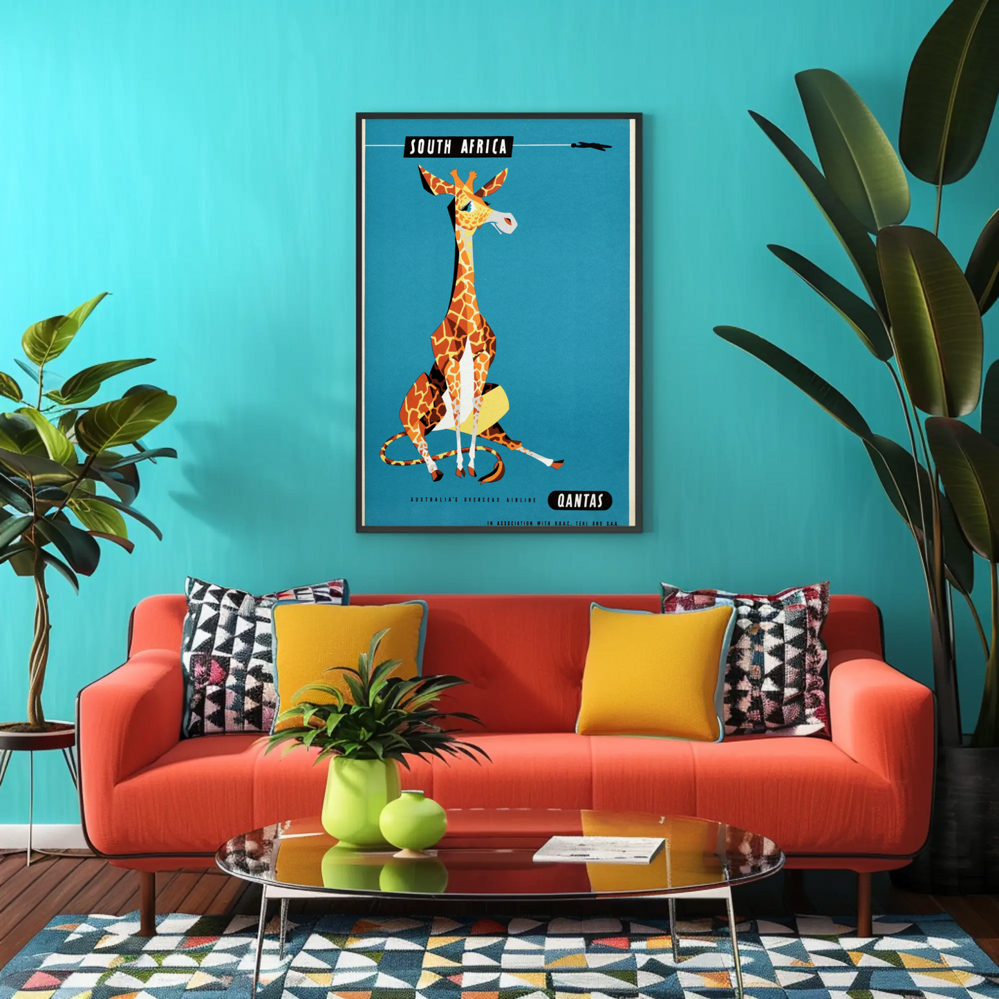 South Africa - Qantas Travel Poster