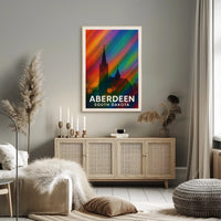 Aberdeen Church Silhouette Rainbow Lights Digital Poster