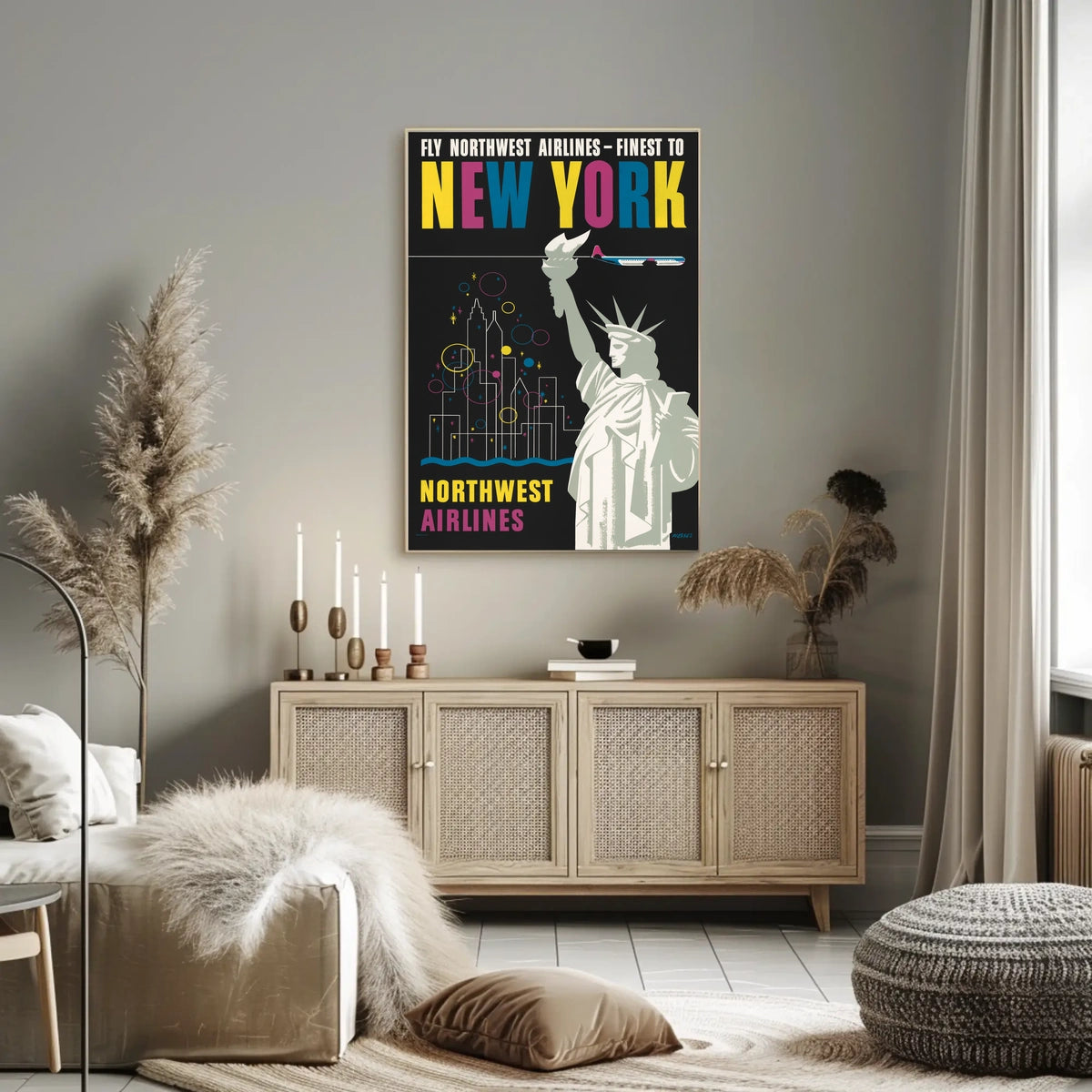 Fly Northwest Airlines Poster Vintage Travel Wall Art