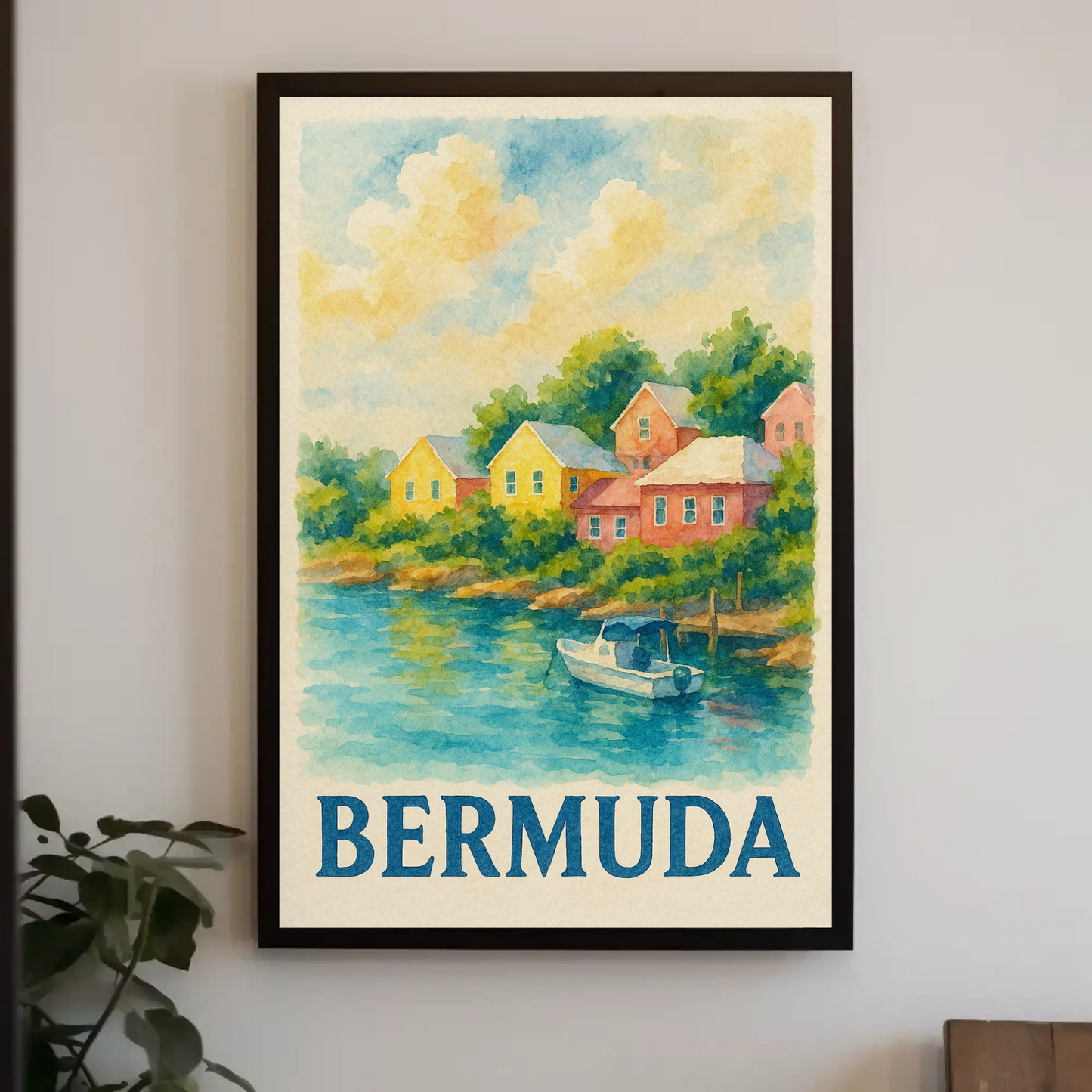 Bermuda Coastal Village Travel Poster