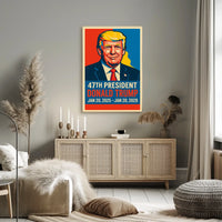 Trump Visionary Leadership Pop Art Portrait Bold Patriotic Wall Decor Collectible Statement Modern Vivid Display Poster