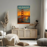 Golden Gate Sunset Travel Poster