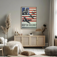 American Fighter Planes WWII Era Aviation Poster