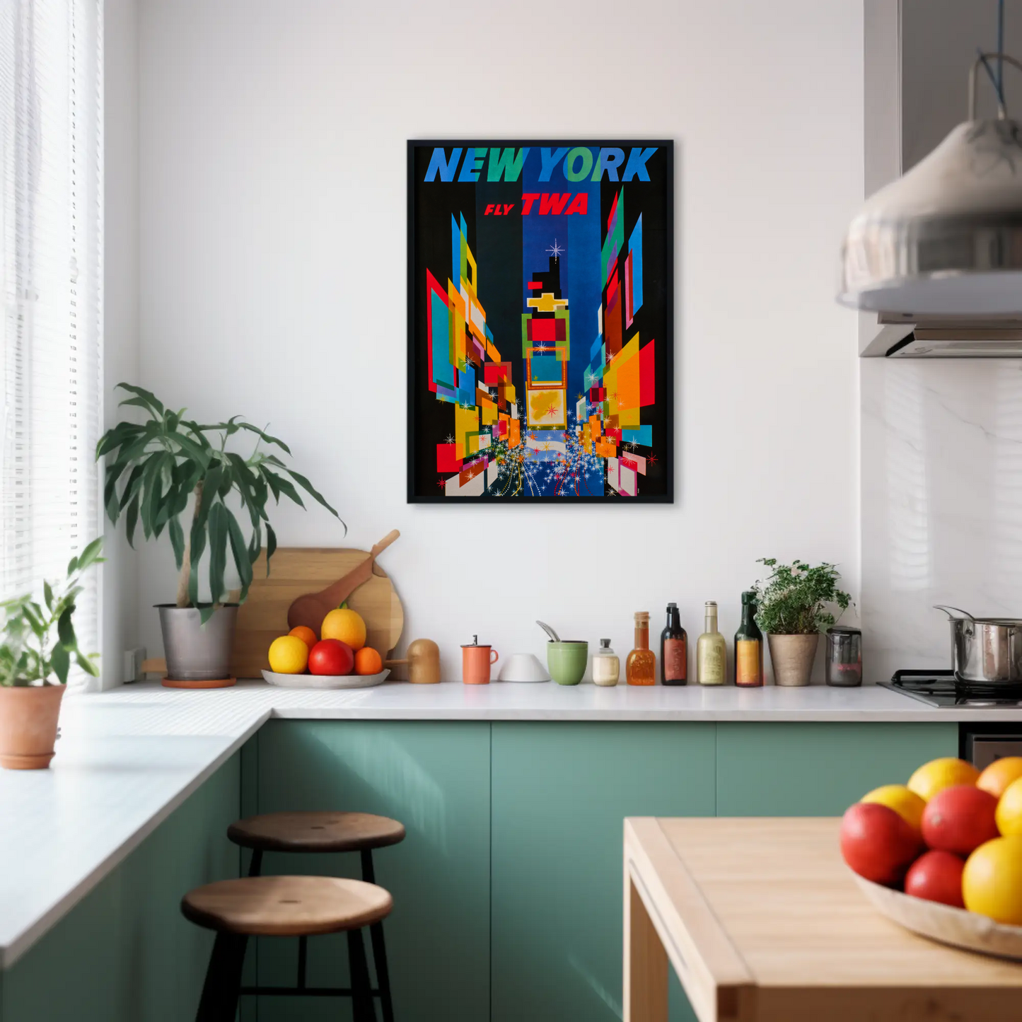 1960s New York Times Square TWA Vintage Style Travel Poster
