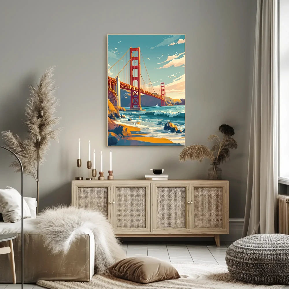 Golden Gate Bridge Vibrant Modern Art Poster