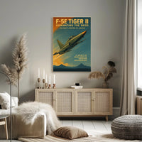 F-5E Tiger II Fighter Jet Vintage Military Recruitment Poster