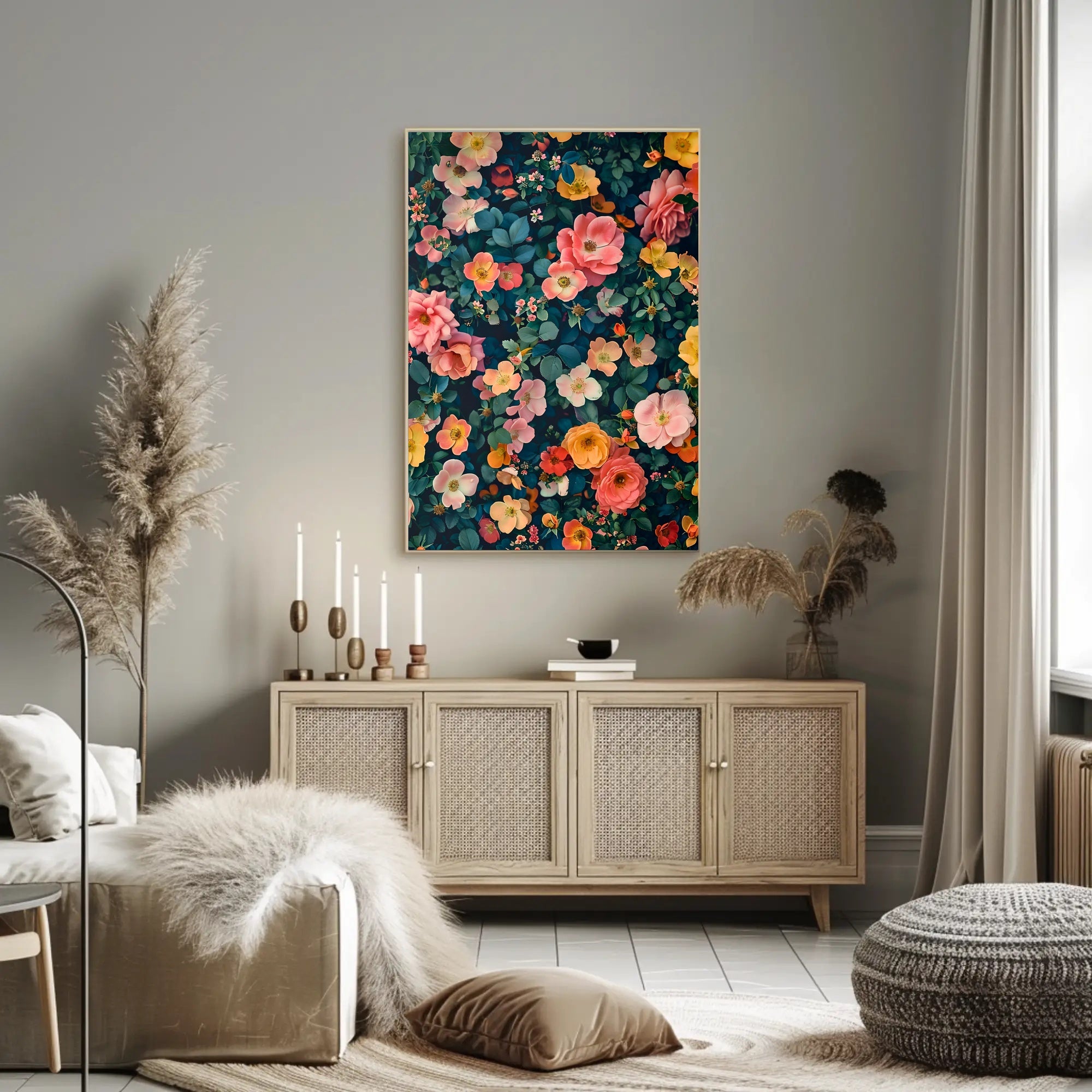 Vibrant Floral Symphony Art Print: Abstract or Artistic Poster