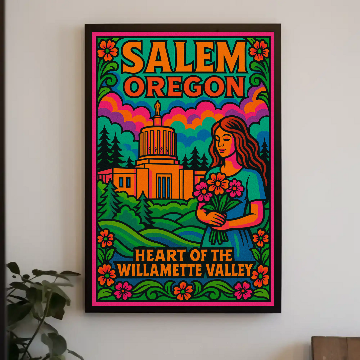 Salem Oregon Willamette Valley Travel Poster