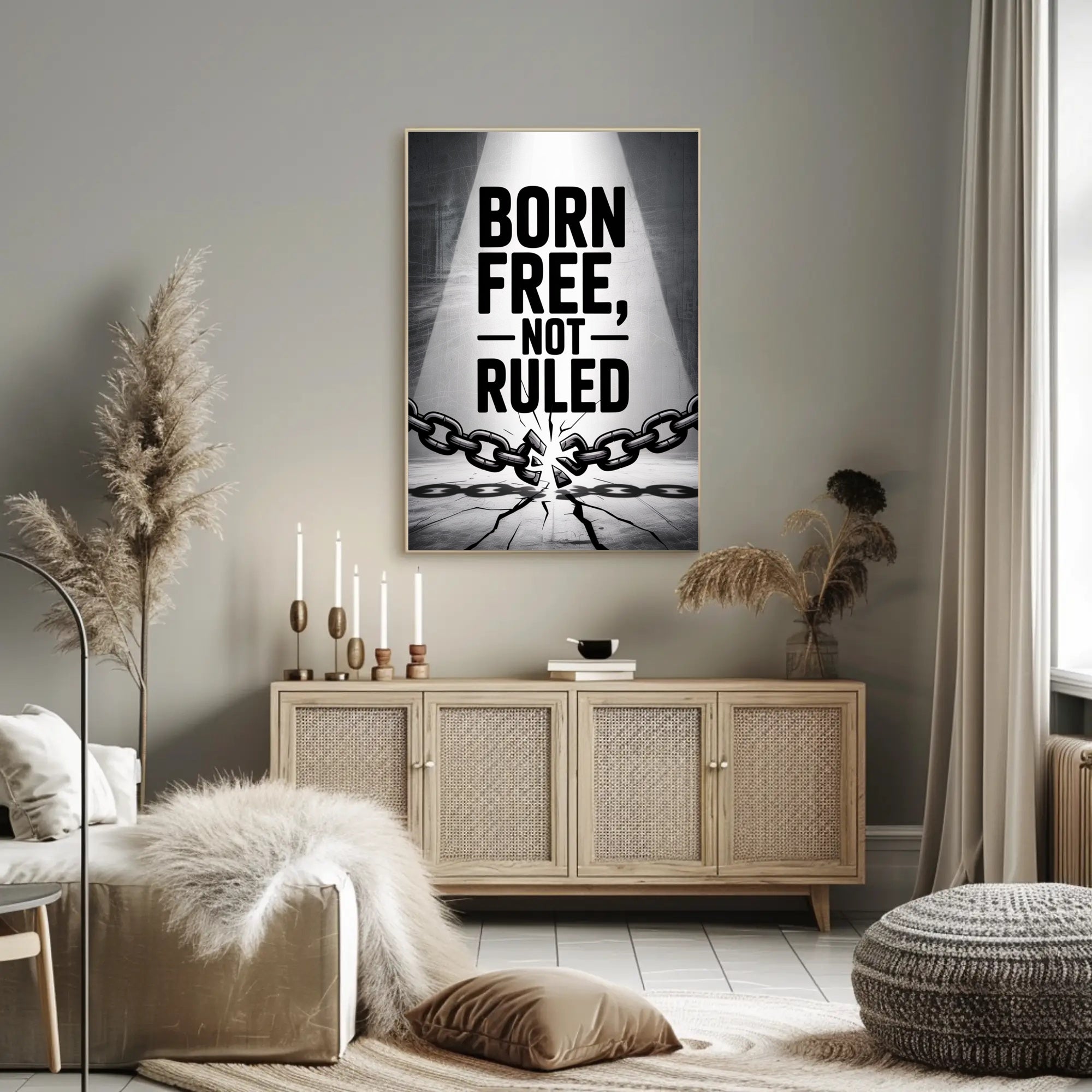 BORN FREE NOT RULED Motivational or Quote Poster