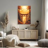 Japanese Torii Gate Autumn Landscape Poster Art