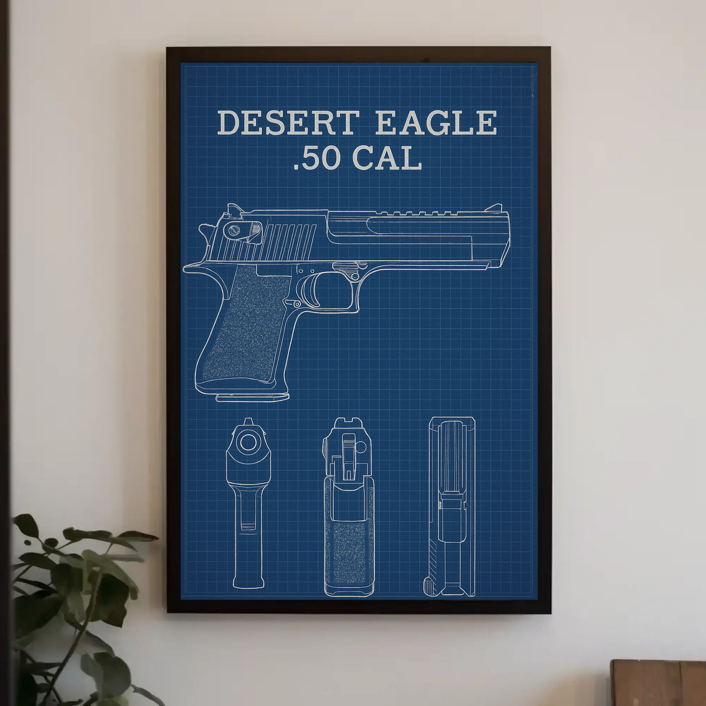 Desert Eagle 50 Cal Blueprint Side Front Views Poster