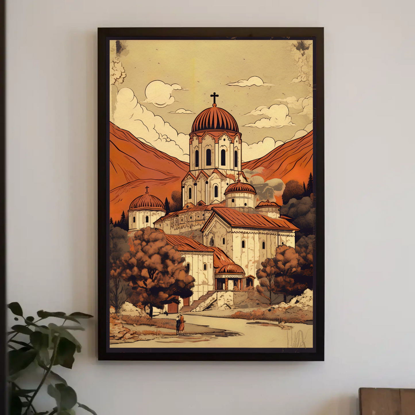 Orthodox Monastery Valley View In Fall Travel Poster