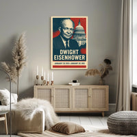 Iconic Eisenhower Patriotism Vintage Silkscreen Leadership Capitol Silhouette Midcentury Americana Tribute Poster