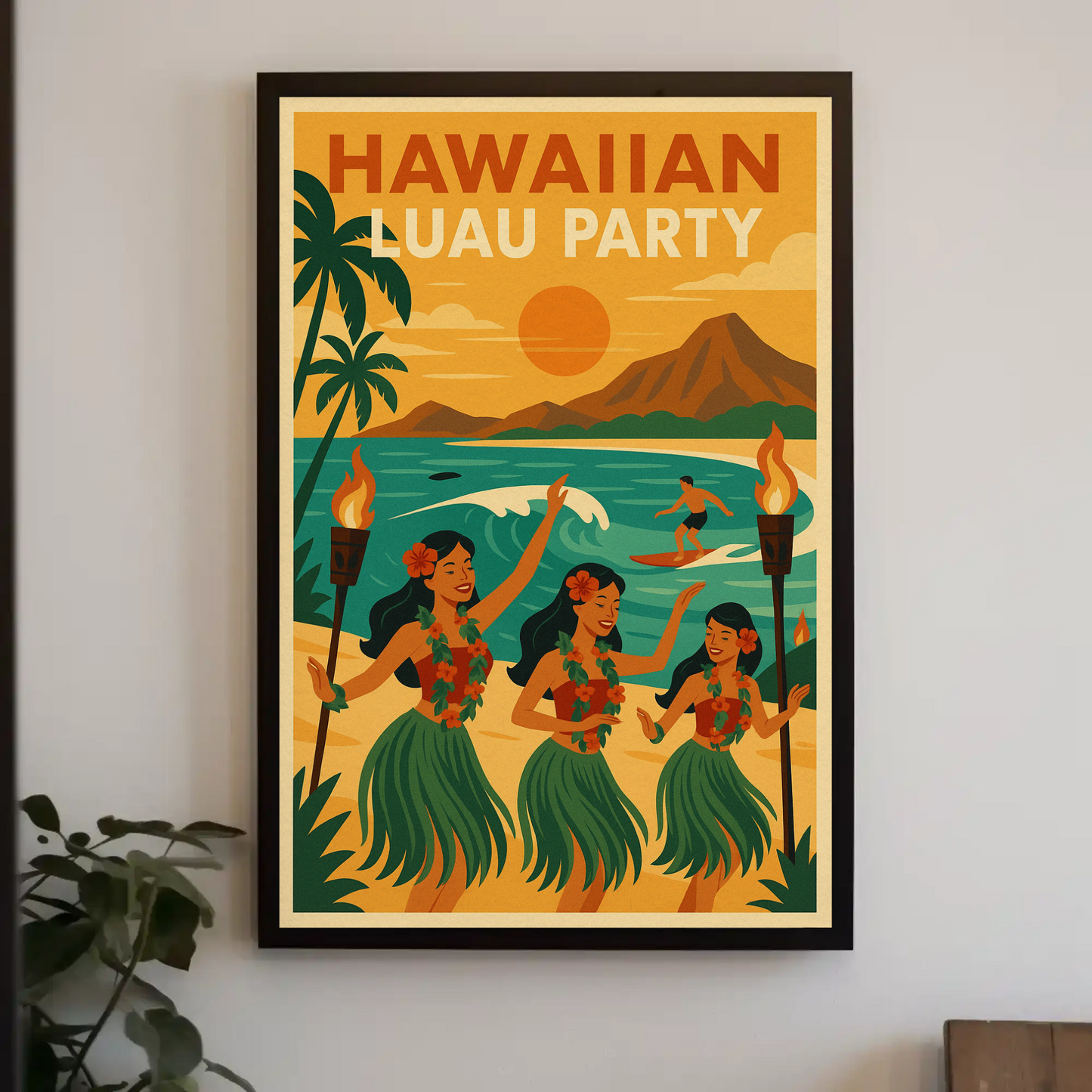 Hawaiian Luau Party Beach Dancers Poster Poster
