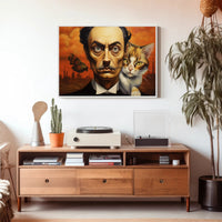 Surreal Urban Portrait with Man and Cat – Artistic Poster