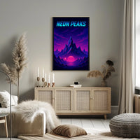 NEON Peaks: Retro-Futuristic Artistry Sci-Fi Poster