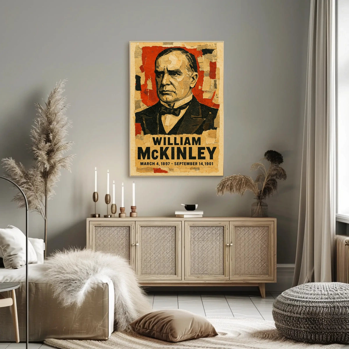 William McKinley 25th President of the United States Layered paper Collage Poster