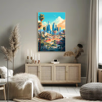 Vibrant Los Angeles Cityscape Illustration Travel Poster