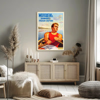 Rowing Strength Vintage Soviet Propaganda Sports Poster