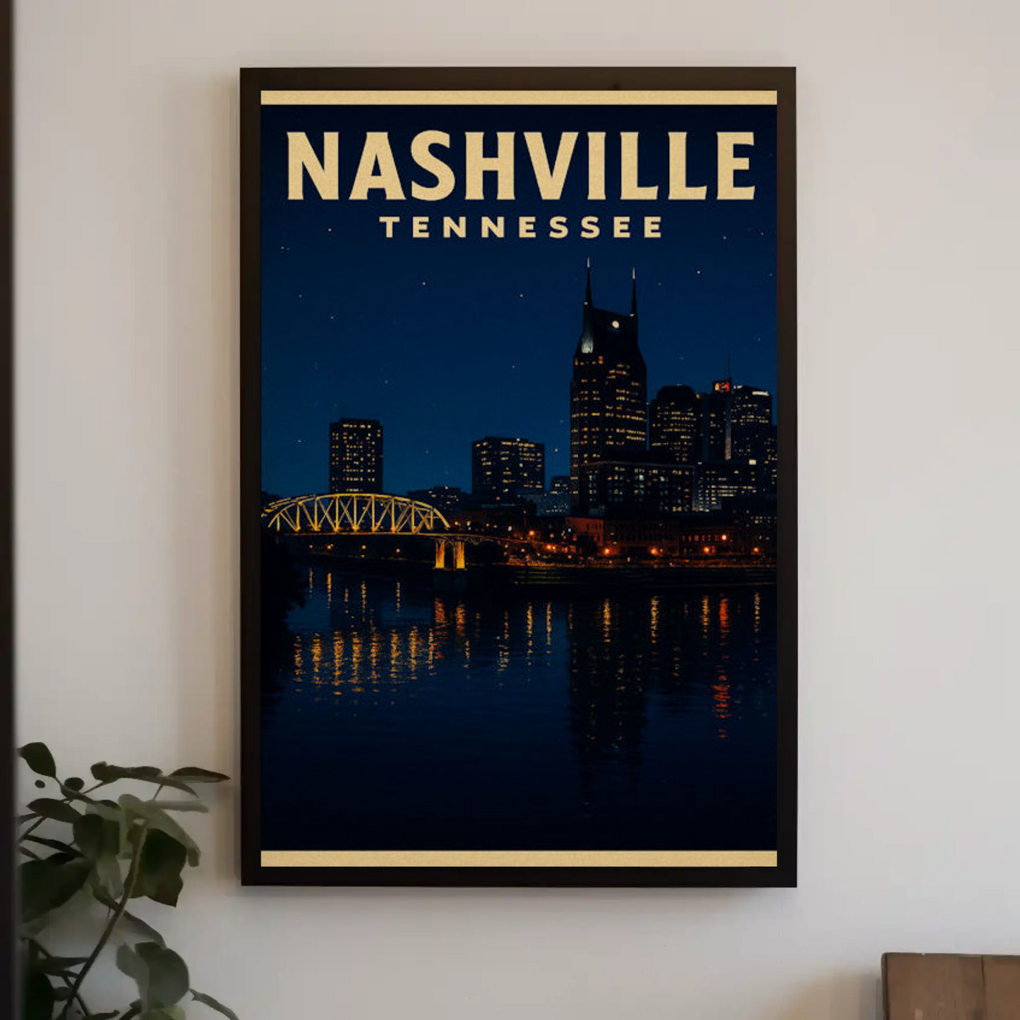 Nashville Tennessee City Night Skyline Poster Poster