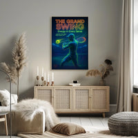 The Grand Swing Neon Tennis Event Poster Retro Wall Art
