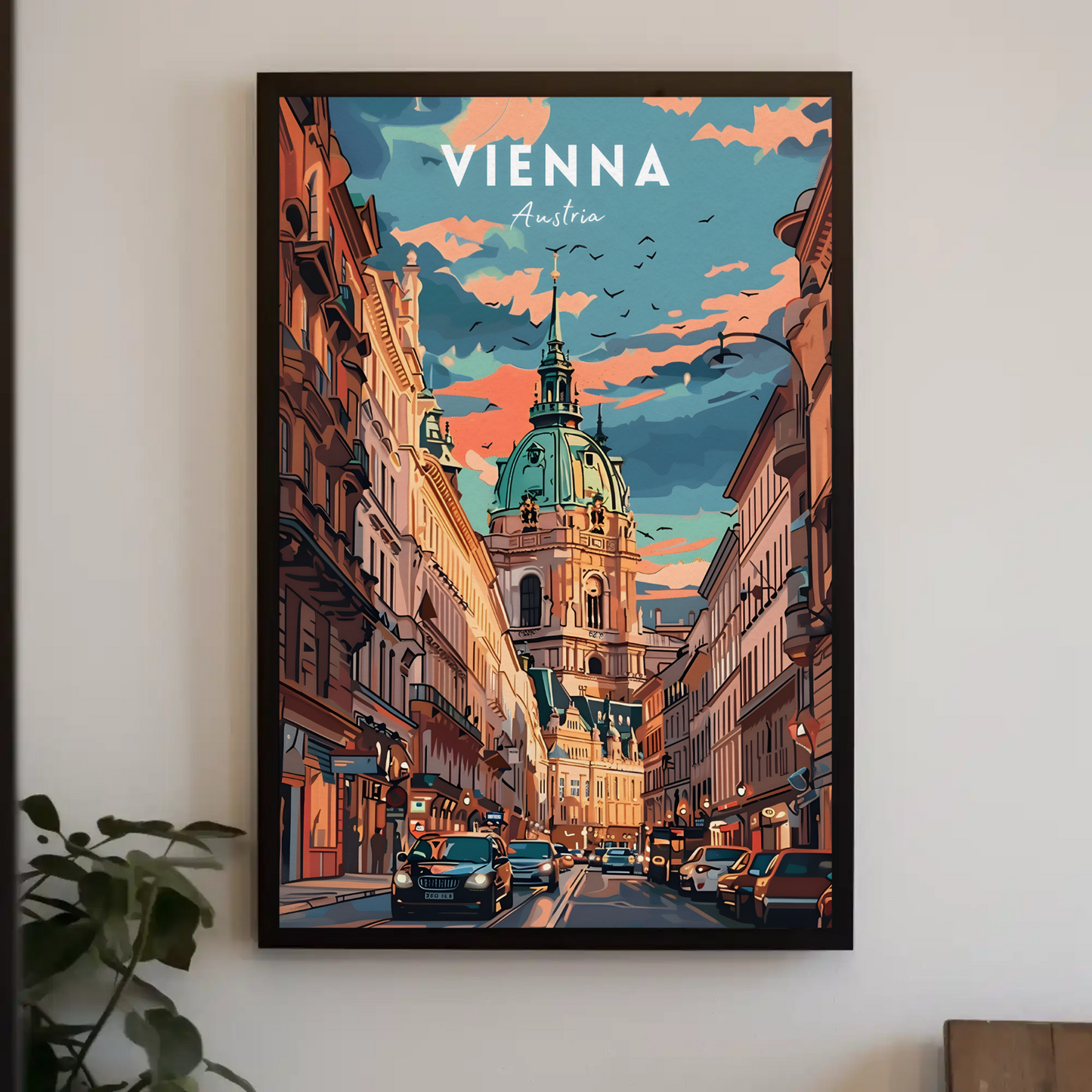Vienna Cathedral Sunset Travel Poster