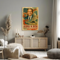 George W. Bush 43rd President of the United States Layered Digital Collage Poster