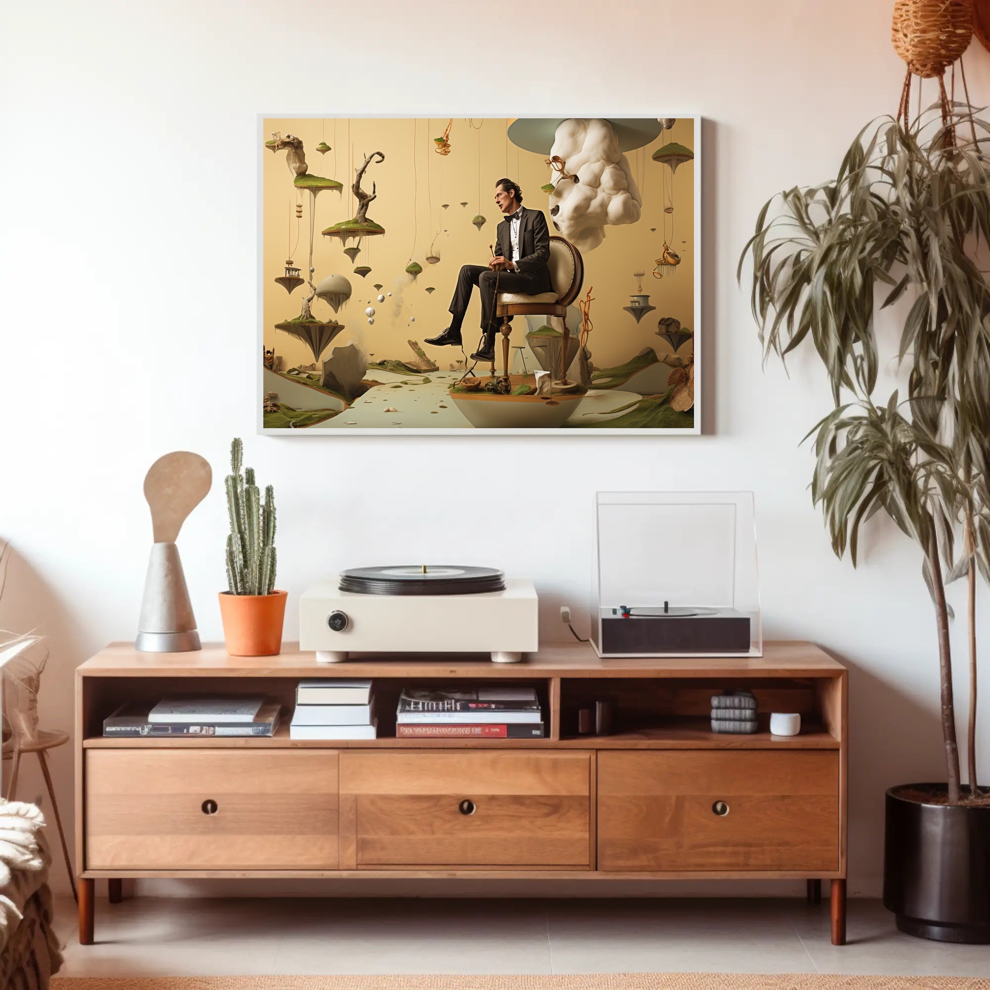 Surreal Floating Islands Tuxedo Man - Artistic Poster