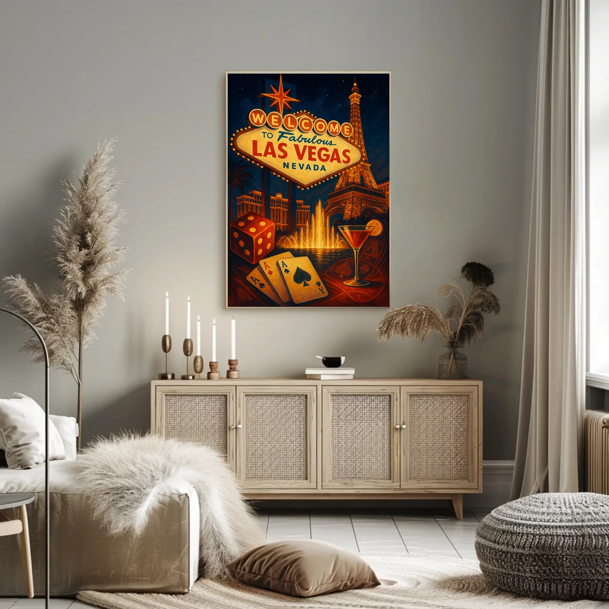 Las Vegas Poster for Home Decor Lovers Neon Nightlife