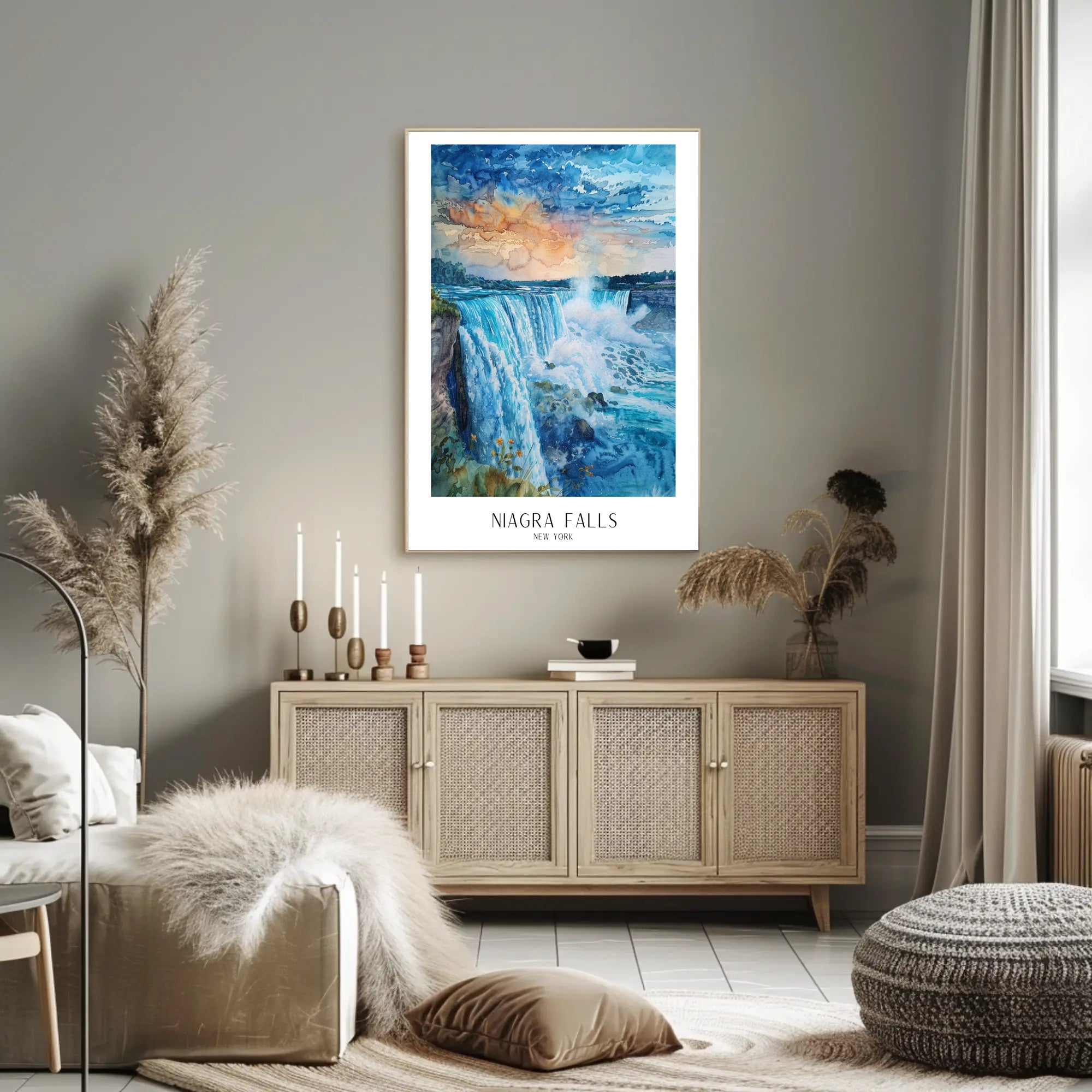 Niagara Falls Watercolor Art Travel Poster PosterGoat