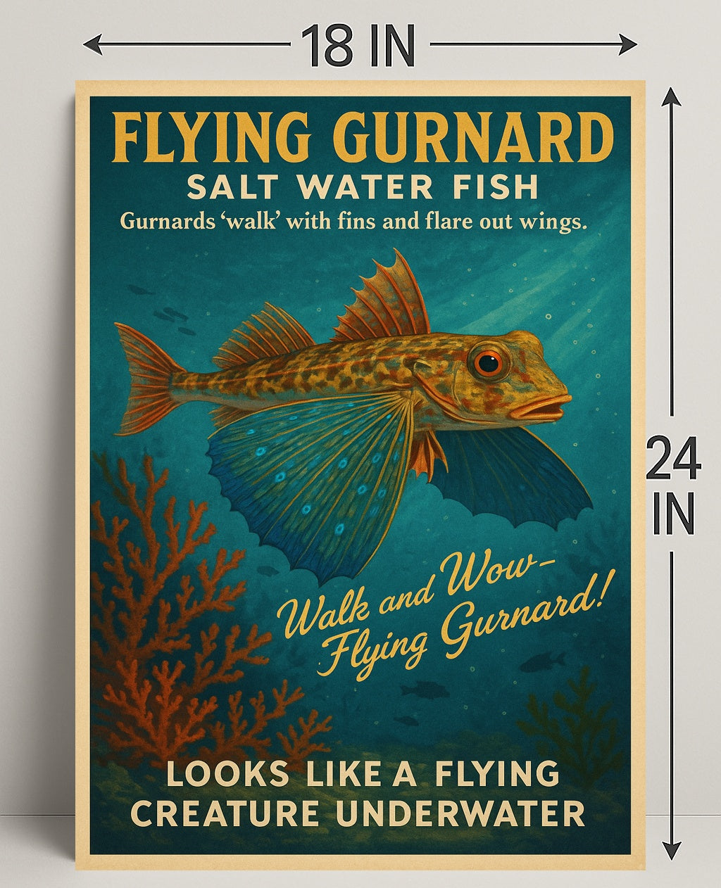 Flying Gurnard Salt Water Fish Poster PosterGoat