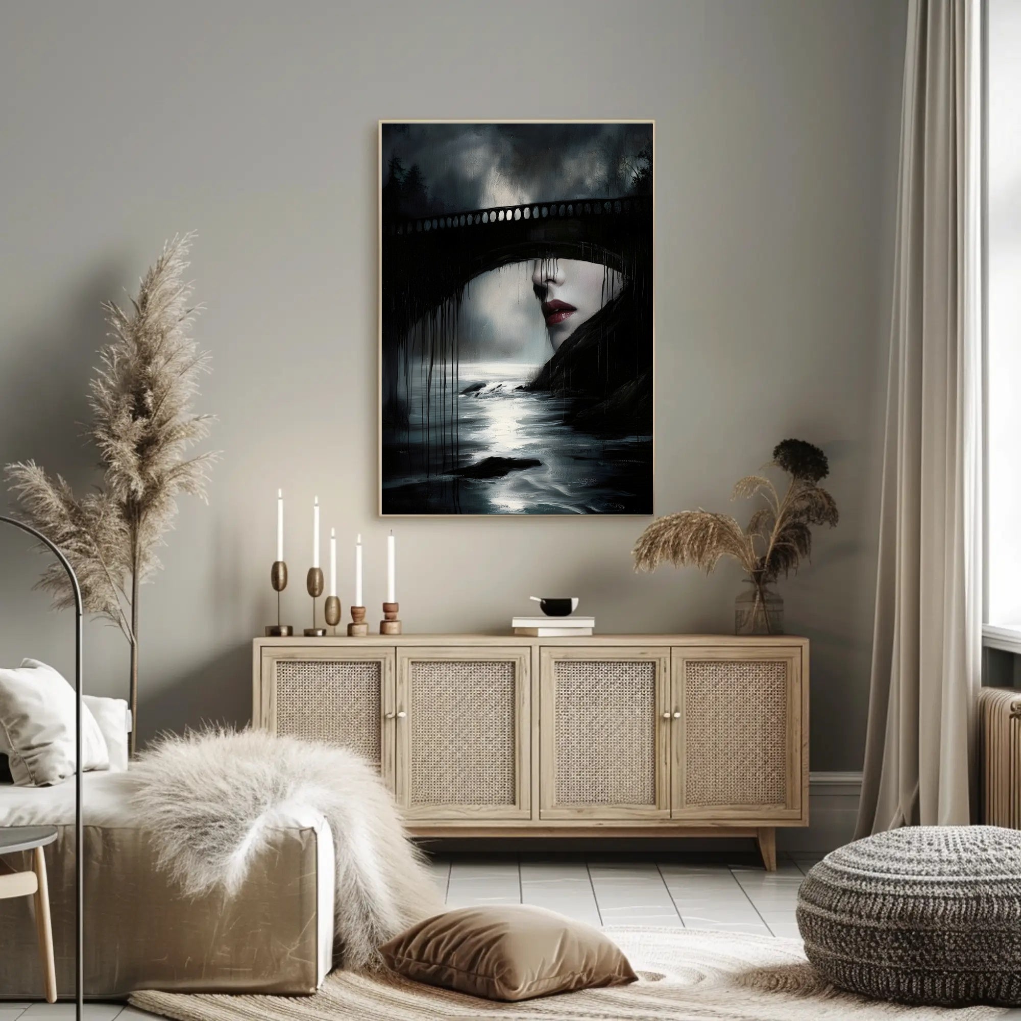 Haunting Surrealism Landscape Bridge Artistic Poster PosterGoat