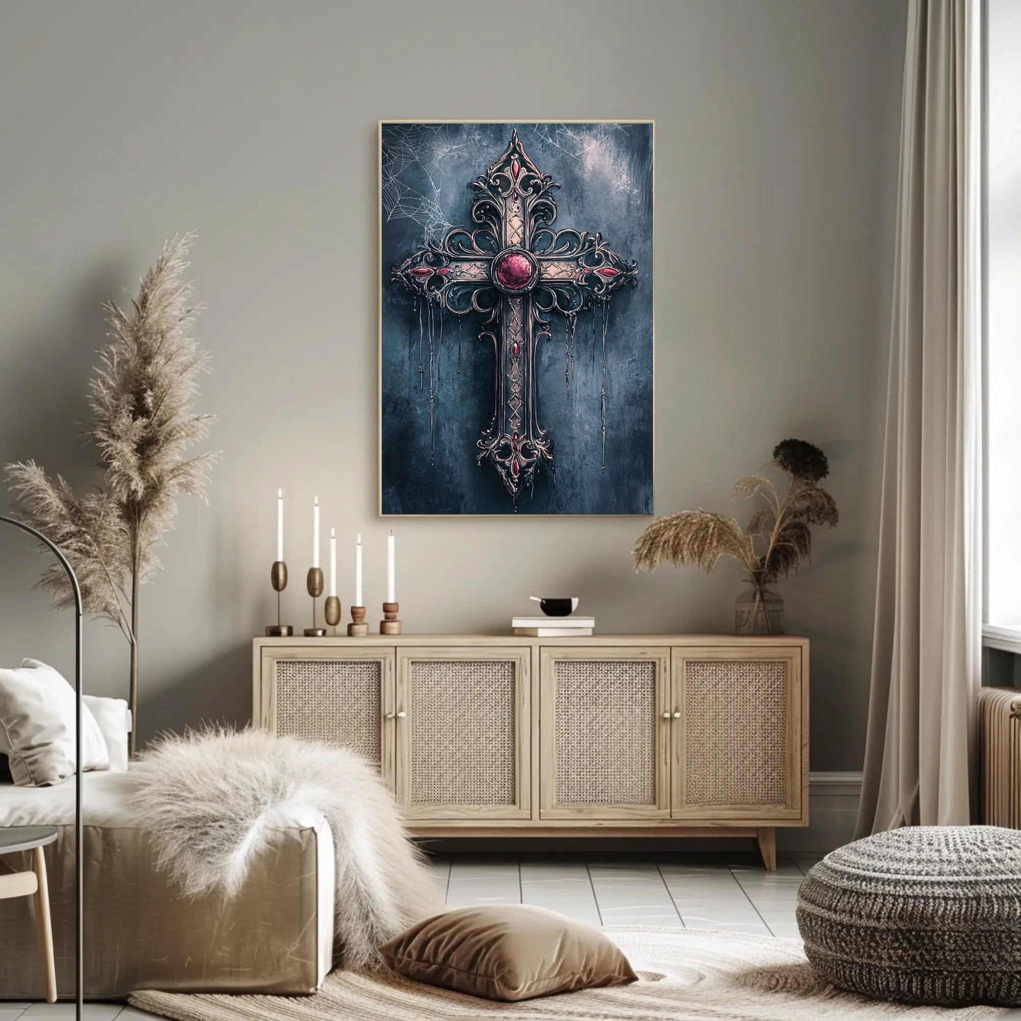 Gothic Cross With Jewels Poster
