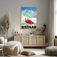 Vintage Winter Adventure in Gstaad Travel Poster PosterGoat