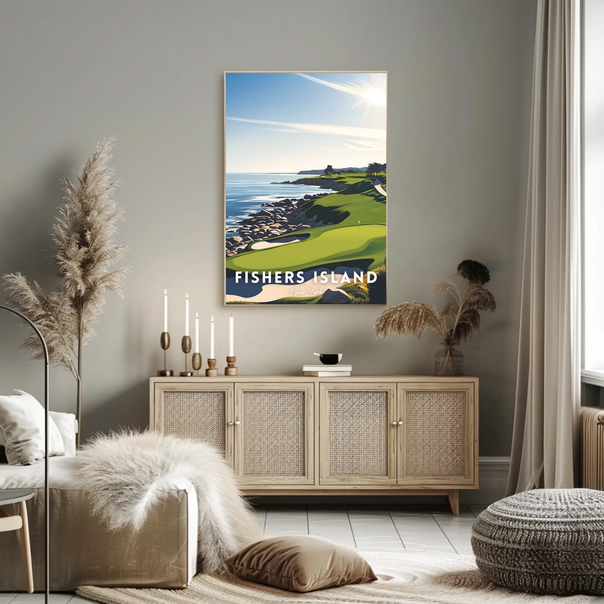Serene Coastal Golf Course Art Print - Sports Poster