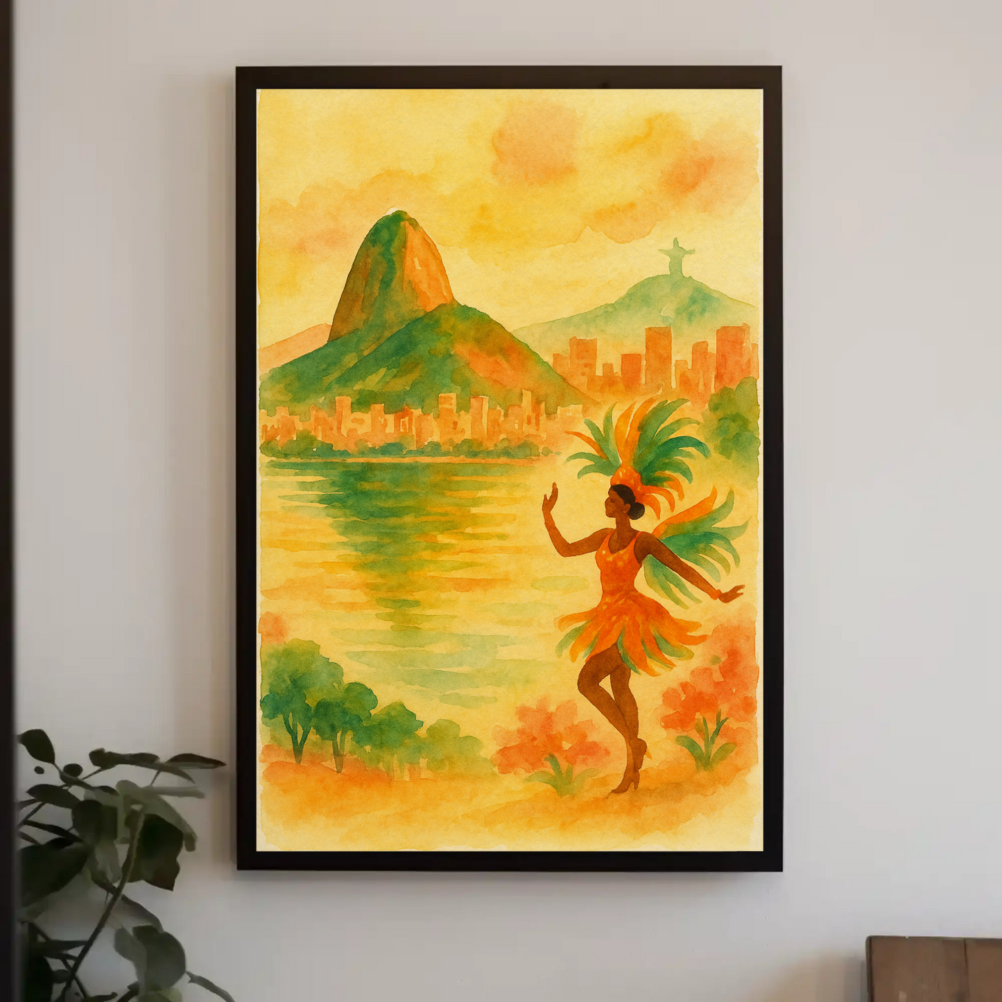 Rio de Janeiro Watercolor Dancer Beach Poster