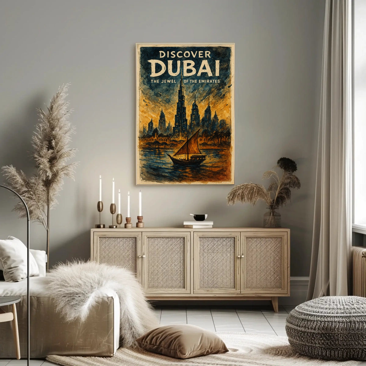 Dubai Skyline Poster Jewel of the Emirates for Home Decor