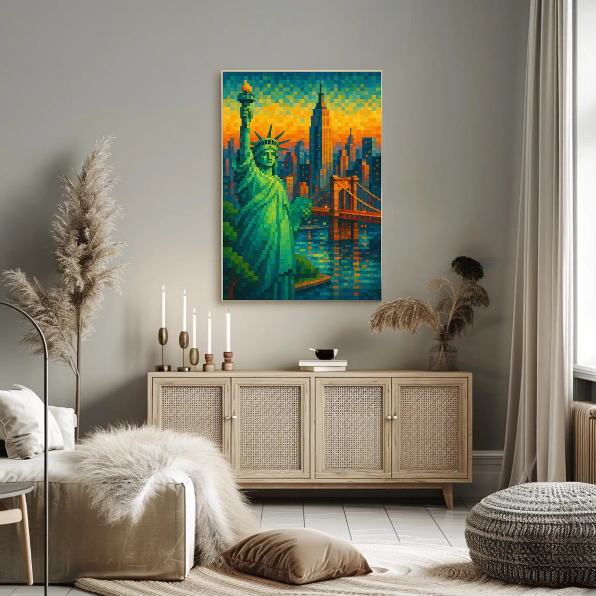 Pixelated New York Dreamscape Poster For Modern Home Decor