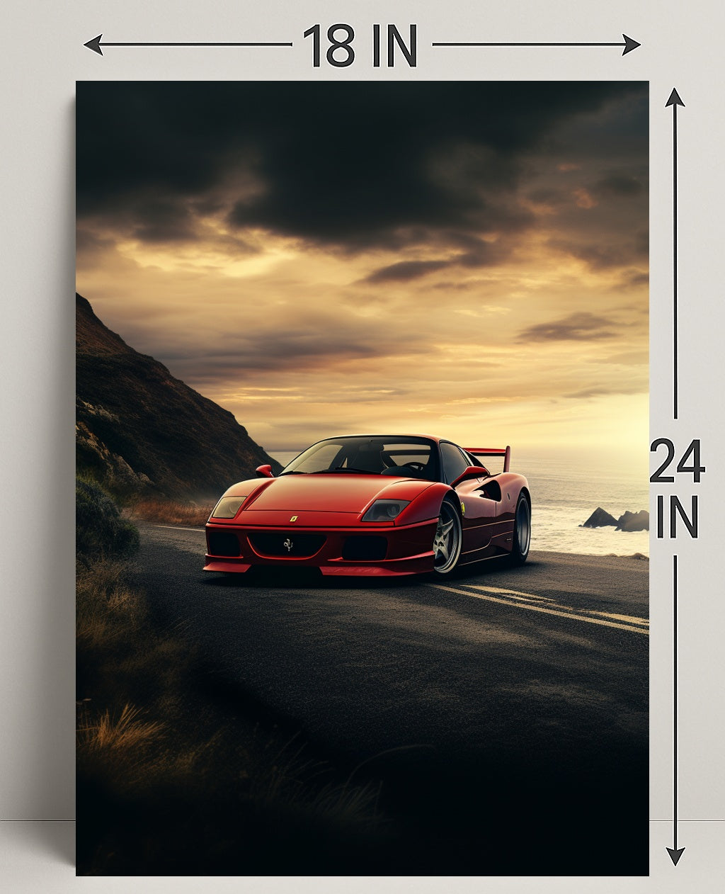 Sunset Drive Red Sports Car Poster