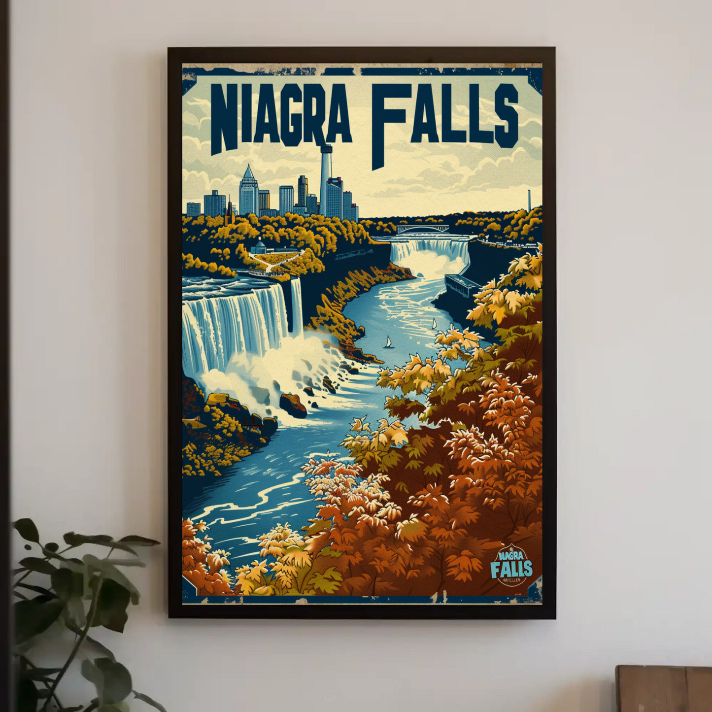 Niagara Falls Autumn Waterfall Travel Poster