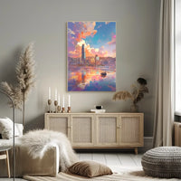 Modern Cityscape Sunset Poster: Hong Kong Skyline Art