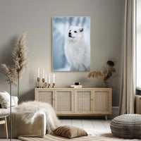 Arctic Fox in Serene Snowy Landscape Poster