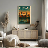 Scenic Syracuse Cityscape Poster Abstract Wall Art