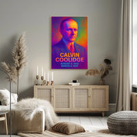 Calvin Coolidge 30th President of the United States Neon Gradient Overlay Poster