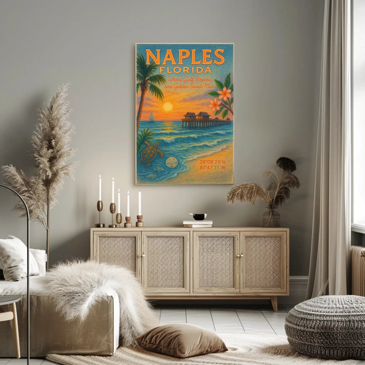 Naples, Florida Where Gulf Breezes and Golden Sands Meet Poster