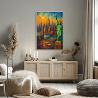 Vibrant New York Sunset Painting