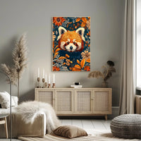 Red Panda in Bloom Wall Art Print