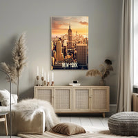 New York City Skyscrapers Sunset Poster Modern Wall Art