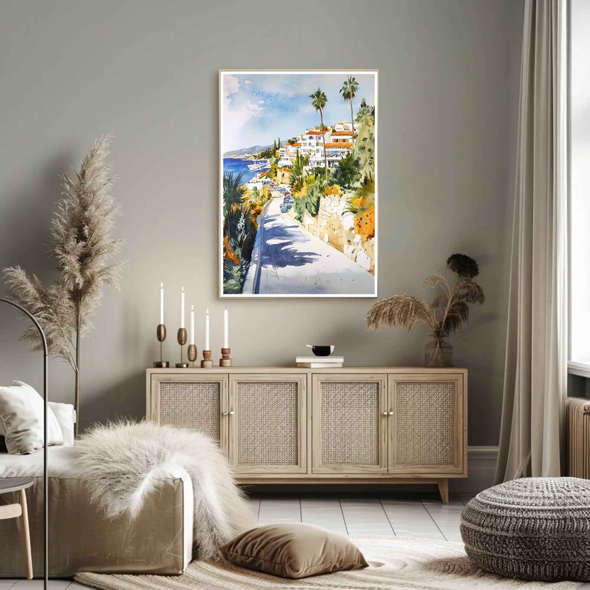Coastal Mediterranean Scene Poster PosterGoat