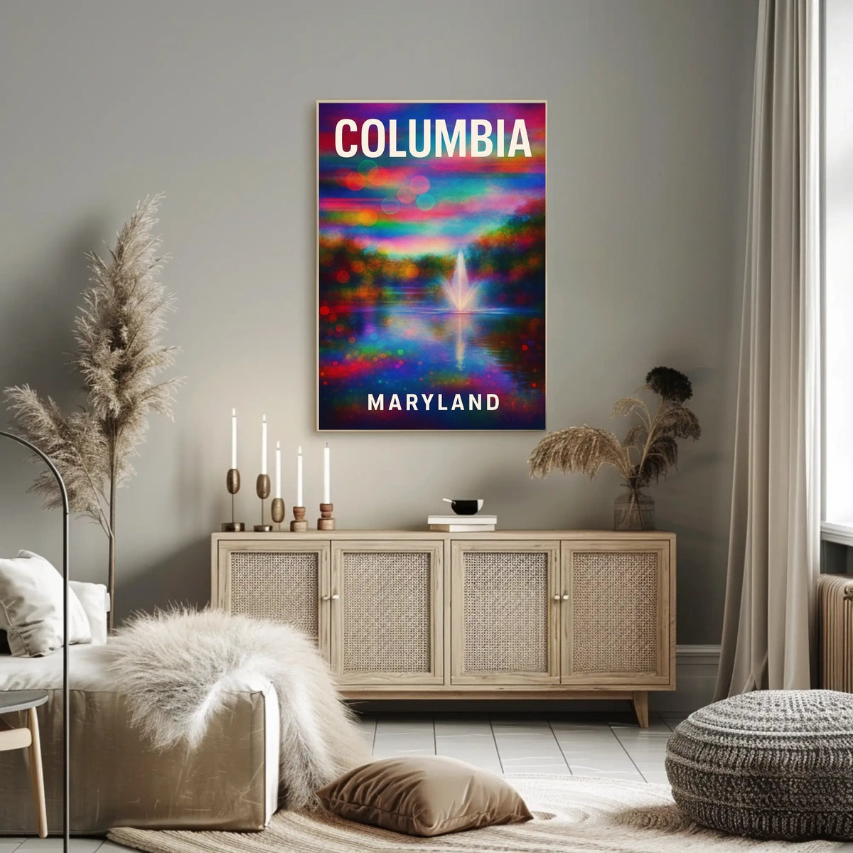 Columbia Maryland Scenic Minimalist Digital Painting Poster